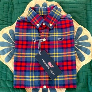 NWT Vineyard Vines flannel long sleeve plaid shirt size 2T